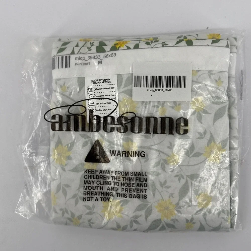 Ambesonne Floral Window Curtains 2 Panel Set Yellow Green White 56x63 Rod Pocket